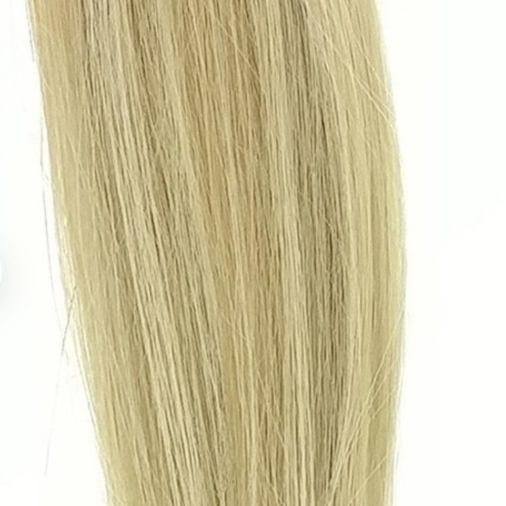 Ash Blonde Clip in human hair extensions, new 14"